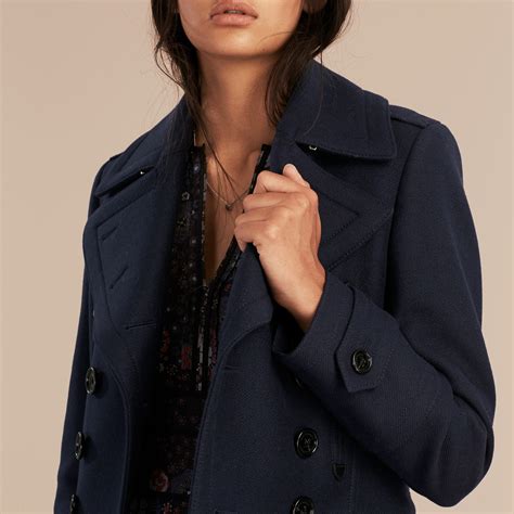 burberry fitted wool cachemere blend navy coat gold buttons|saks burberry wool.